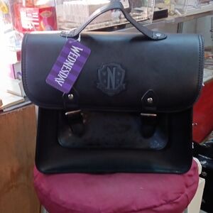 Black Leather Wednesday Adams Bag